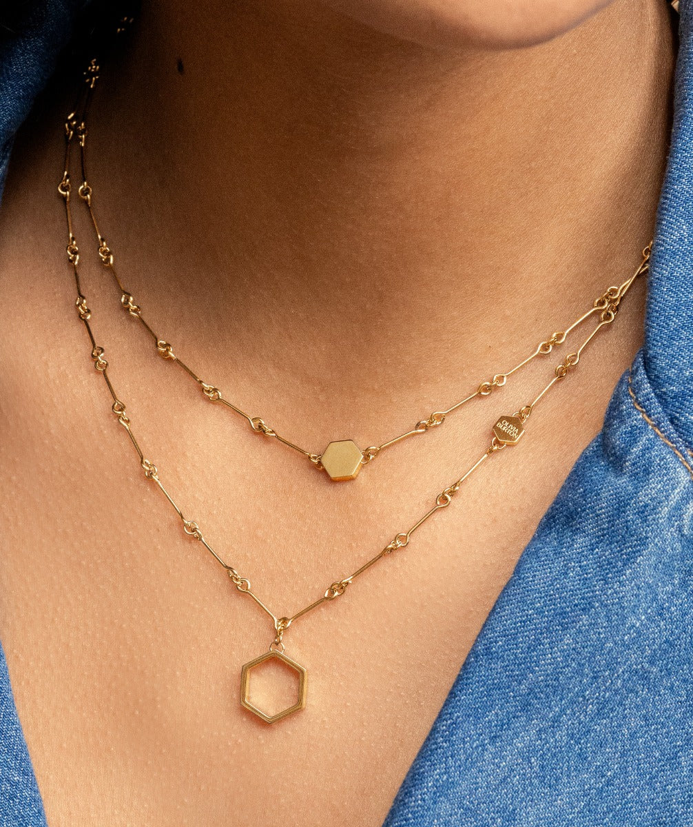 Olivia Burton Ladies Honeycomb Classic Gold Tone Necklace 24100306
