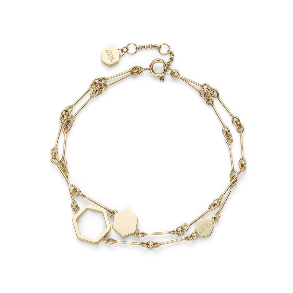 Olivia Burton Ladies Honeycomb Classic Gold Tone Bracelet 24100308