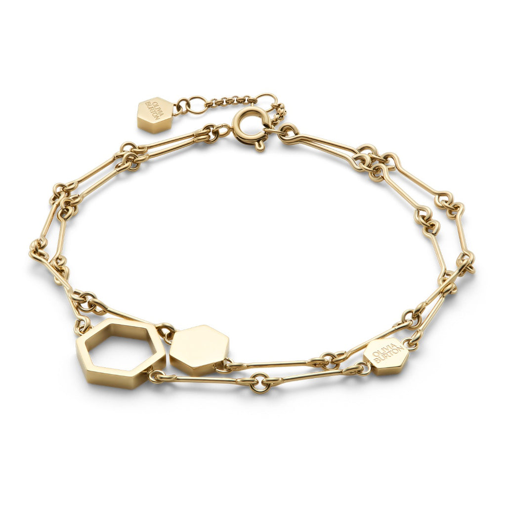 Olivia Burton Ladies Honeycomb Classic Gold Tone Bracelet 24100308
