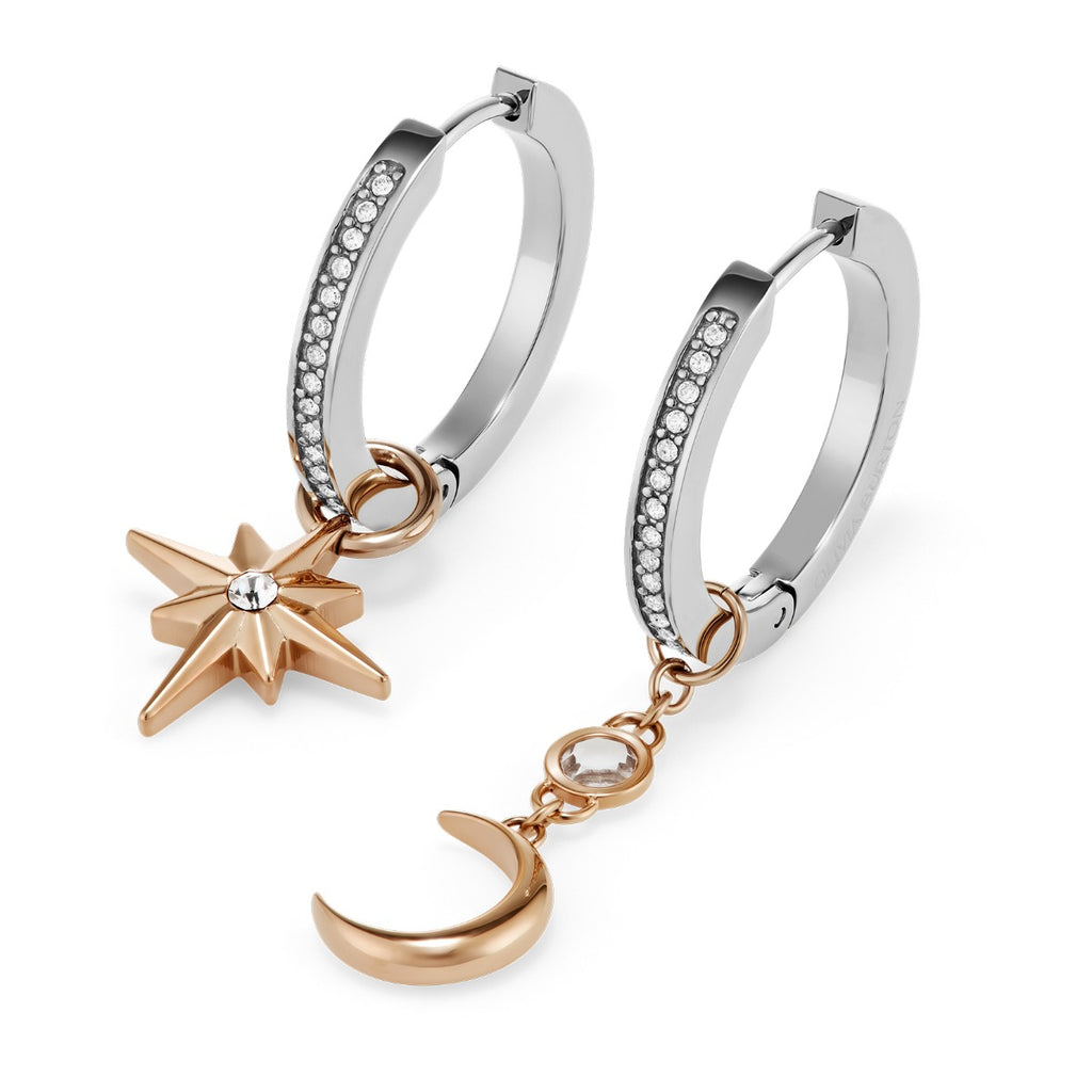 Olivia Burton Celestial Star and Moon Silver Tone Huggie Earrings 24100472