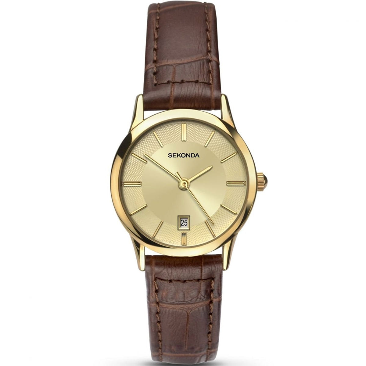 Sekonda Ladies Analogue Quartz Watch With Brown Leather Strap 2458