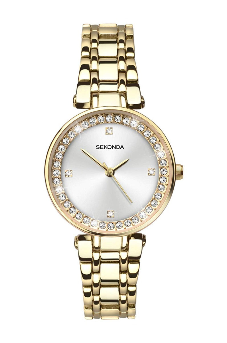 Sekonda Ladies Classic Analogue Quartz Watch with Silver Stone Set Dial 2540