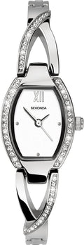 Sekonda Ladies Watch with White Dial and Silver Stone Set Bracelet 2542