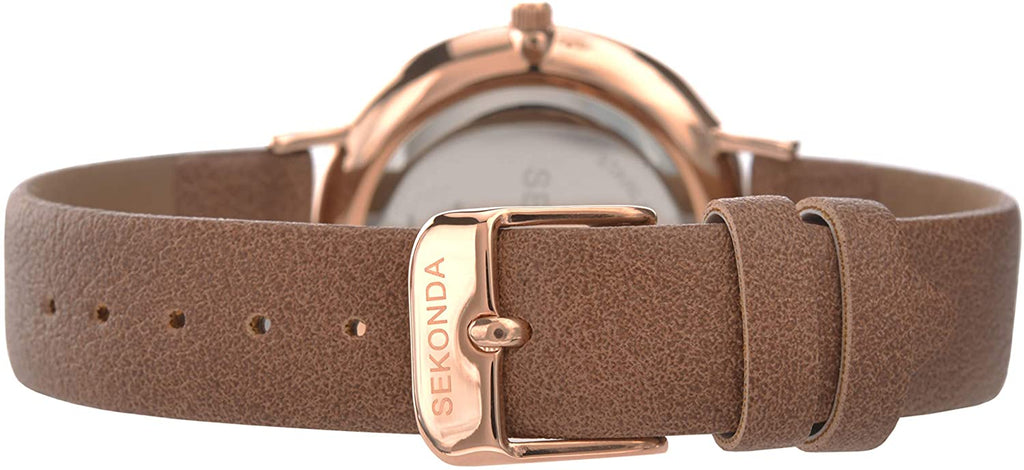 Sekonda Ladies Watch with Mother of Pearl Dial and Brown PU Strap 2558