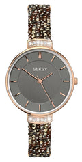 Sekonda Seksy Rocks Ladies Bronze Bracelet Strap Stone Set Taupe Dial Watch 2579