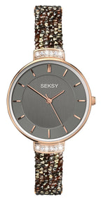 Sekonda Seksy Rocks Ladies Bronze Bracelet Strap Stone Set Taupe Dial Watch 2579