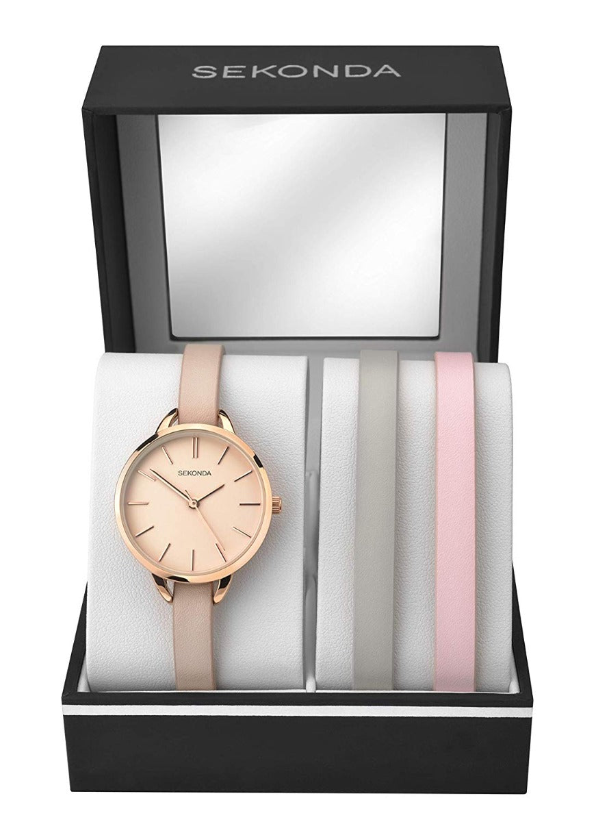 Sekonda Ladies Editions Watch with Interchangeable Grey or Pink Strap 2629G