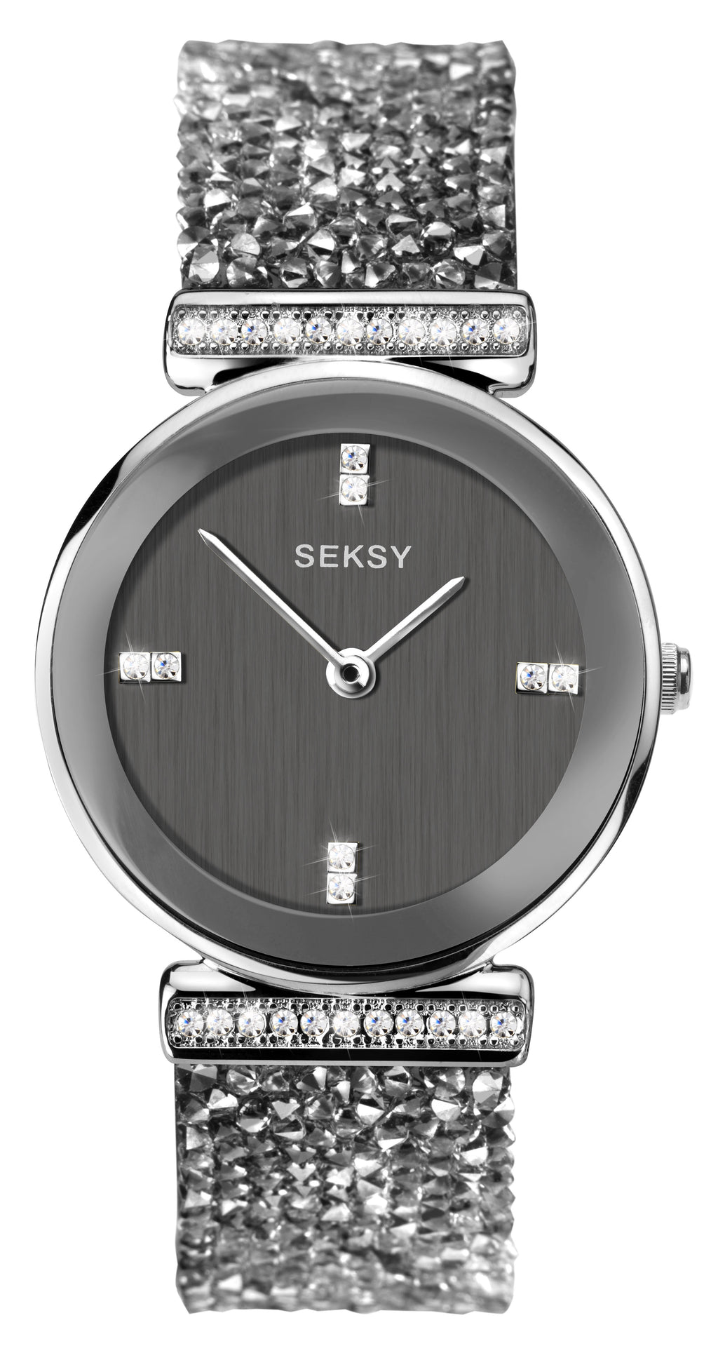 Seksy Rocks® Grey Dial Swarovski® Stone Set Bracelet Ladies Watch 2657 RRP £99.99