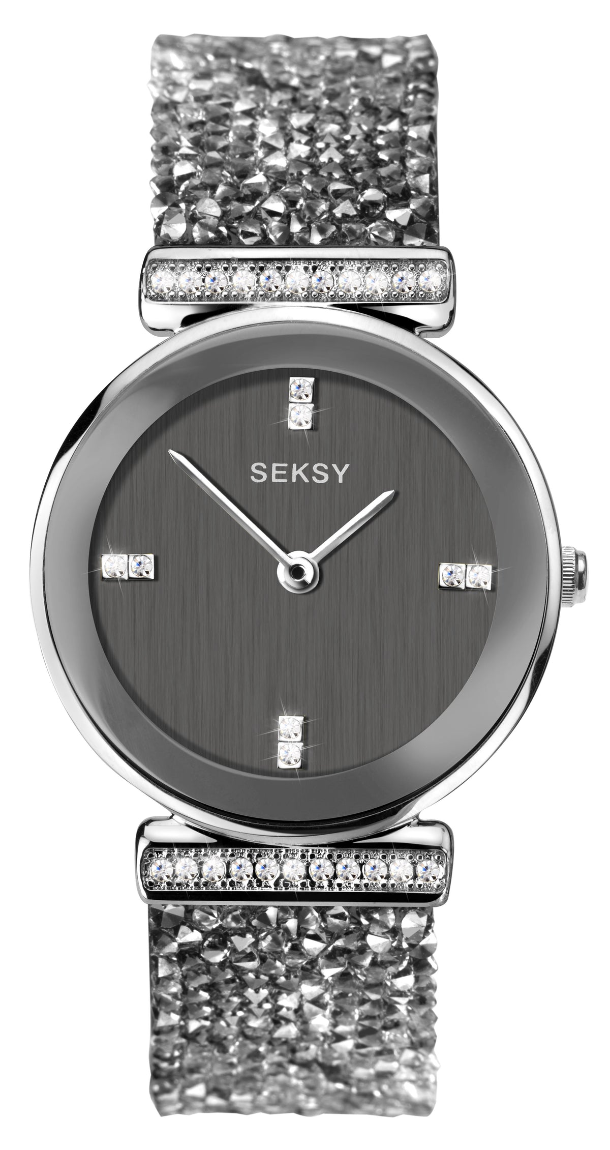 Seksy Rocks® Grey Dial Swarovski® Stone Set Bracelet Ladies Watch 2657 RRP £99.99