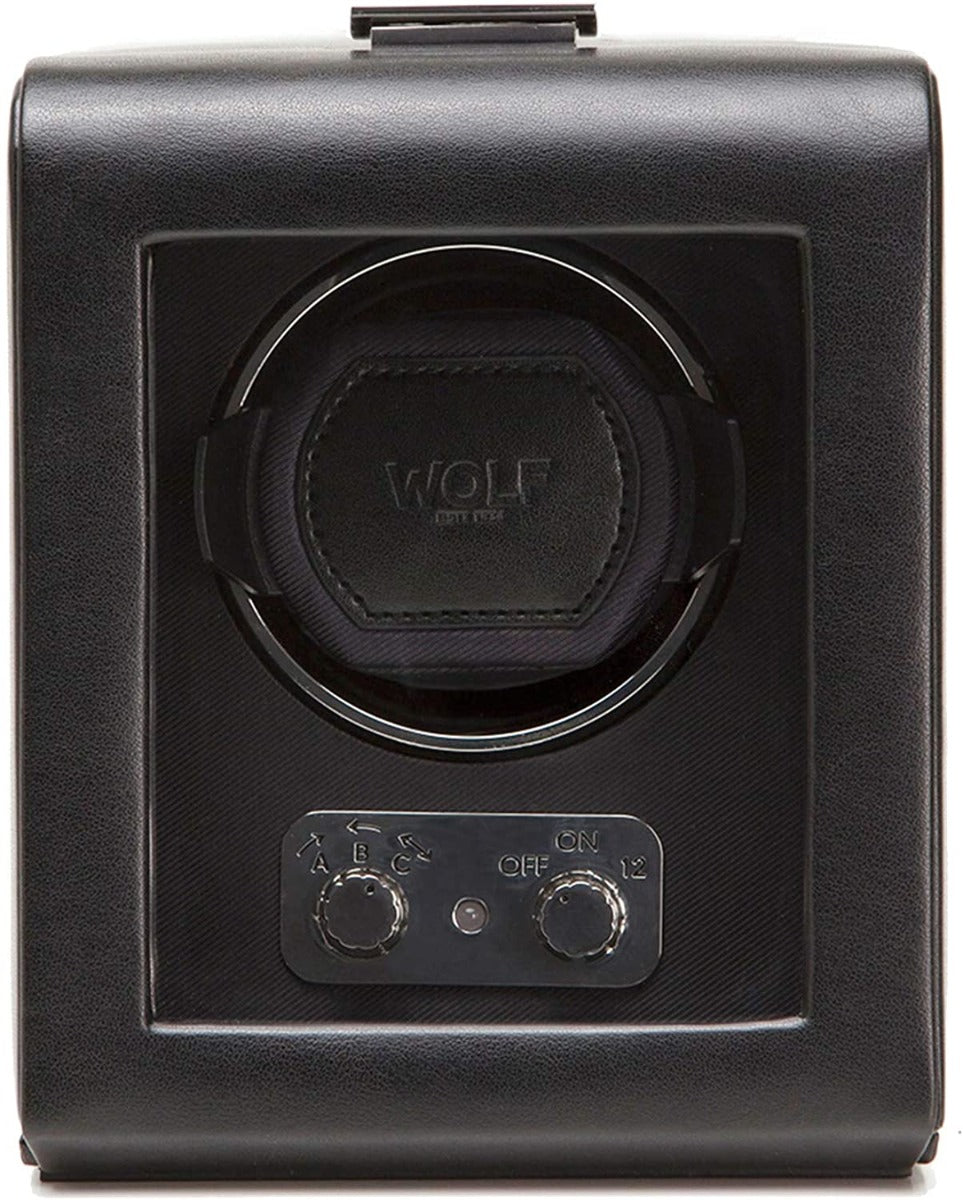 WOLF Heritage 270002 Troellwr Cloc Awtomatig Lledr Fegan Du ar gyfer 1 Cloc 270002