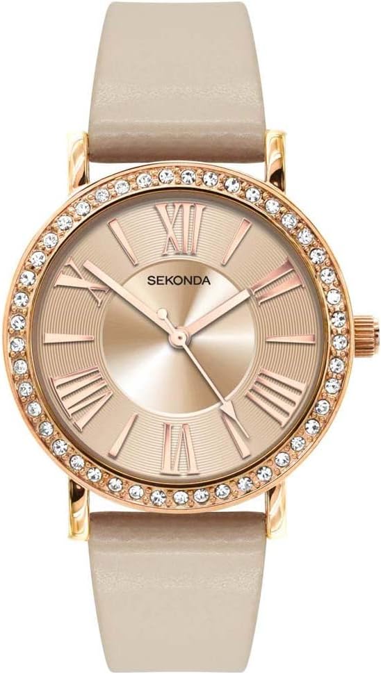 Sekonda Ladies Watch with Rose Gold Dial & Nude Strap 2705