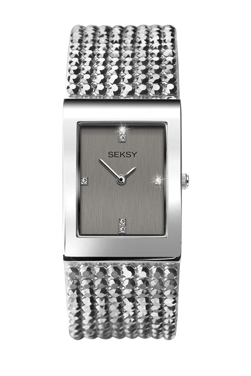Gwyliad Breichled Merched Sekonda Seksy Shimmer â Grisialau o'r Ansawdd Gorau Set Grisial 2723