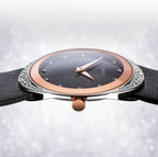 Seksy by Sekonda Ladies Watch with Black Dial and Black Leather Strap 2728