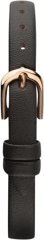 Gwylio Menywod Sekonda gydag Wyneb Du a Strap Lledr Brown Tywyll 2785