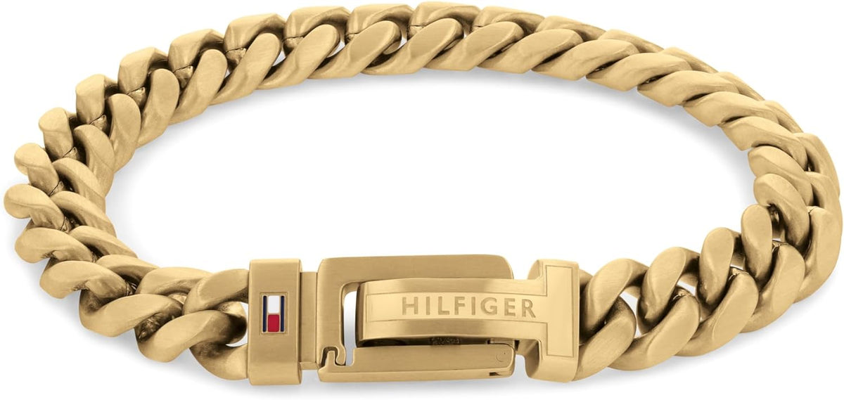 Breichled Gadwyn Gurb Dur Di-staen Platiad Aur i Ddynion Tommy Hilfiger 2790434