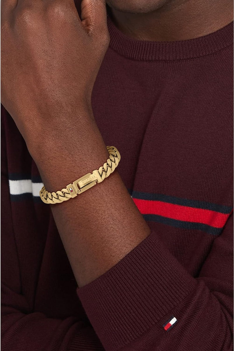 Tommy Hilfiger Men's Gold Plated Stainless Steel Curb Chain Bracelet 2790434