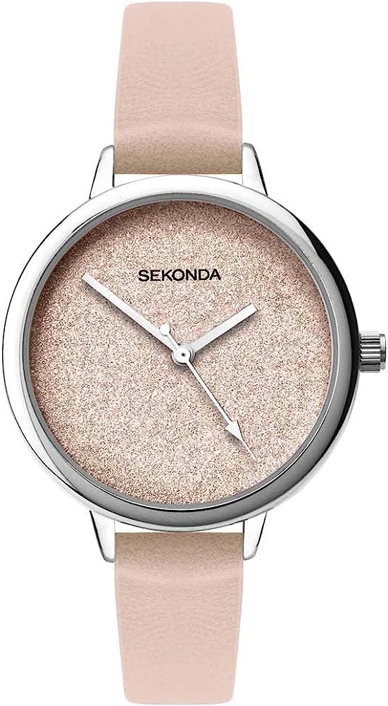 Gwylio Merched Sekonda gyda Deial Glymau Pinc a Strap Lliw Cnawd 2823