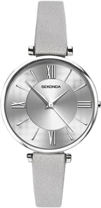 Sekonda Ladies Watch with Silver Dial and Grey Strap 2843