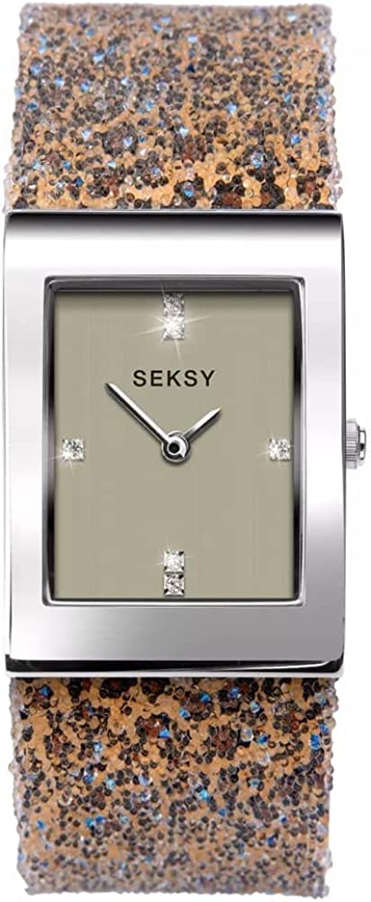 Sekonda Seksy Rocks Ladies Watch with Grey Dial and Stone Set Strap 2851
