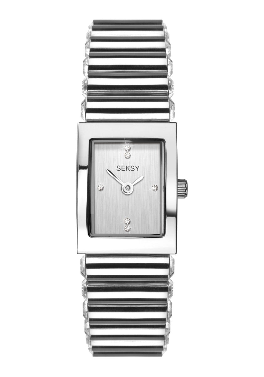 Seksy by Sekonda Edge Silver Stone Set Bracelet Watch 2864