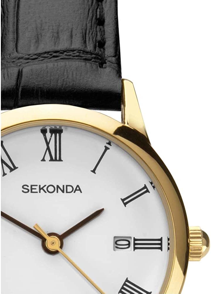Sekonda Classic Ladies Watch with White Dial and Black Leather Strap 2892