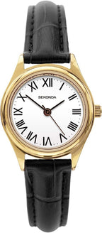 Sekonda Ladies Classic Watch with White Dial and Black Strap 2897