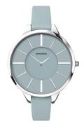 Clocwaith Merched Sekonda gyda Deial Glas Bach a Strap Lledr Glas Bach 2979