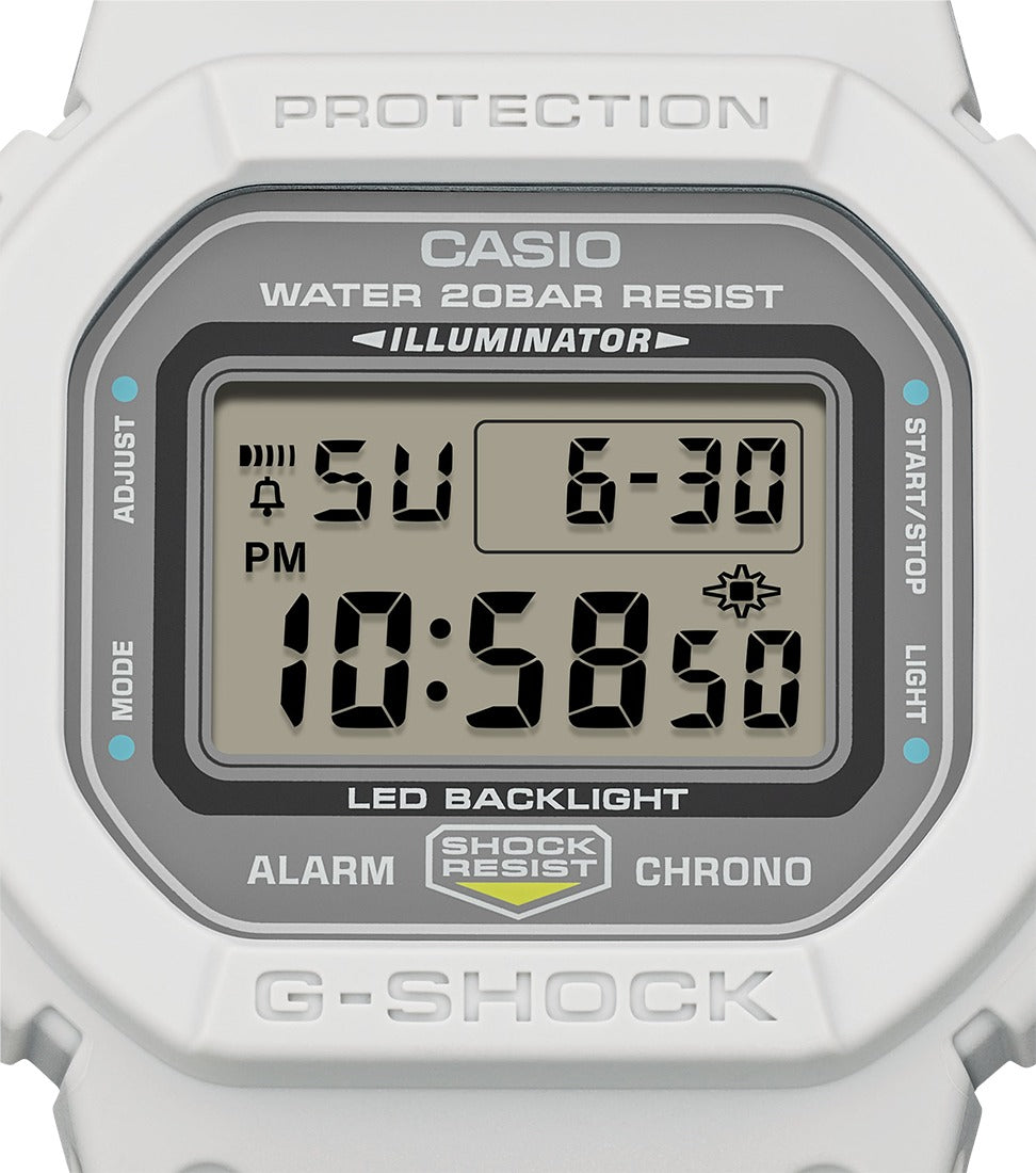 Casio G-Shock Mens Digital Watch with White Dial and Yellow FIDLOCK Strap DW-5600MNC-7A8ER