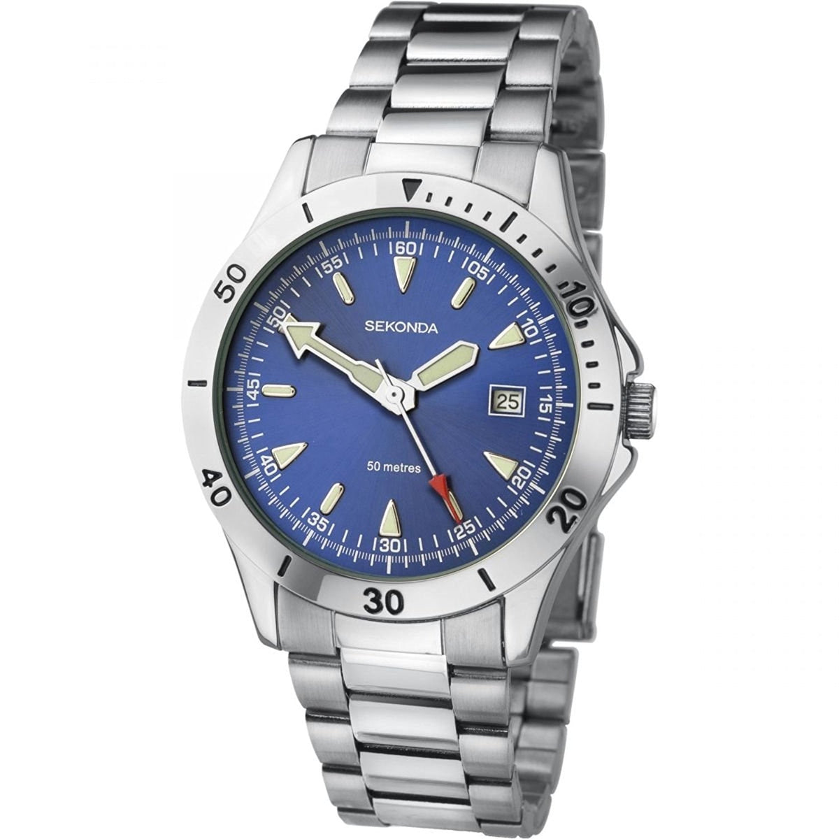 Sekonda Gents Watch with Blue Dial and Silver Stainless Steel Bracelet 3279