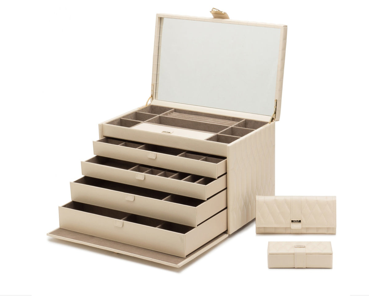 Wolf Caroline Extra Large Jewellery Case Ivory 329553