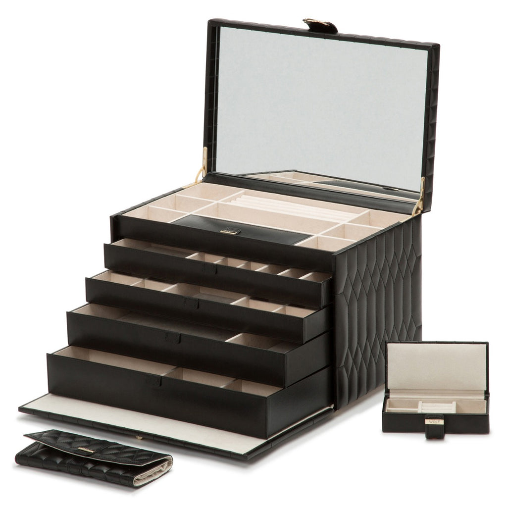 Wolf Caroline Extra Large Jewellery Case Black 329571