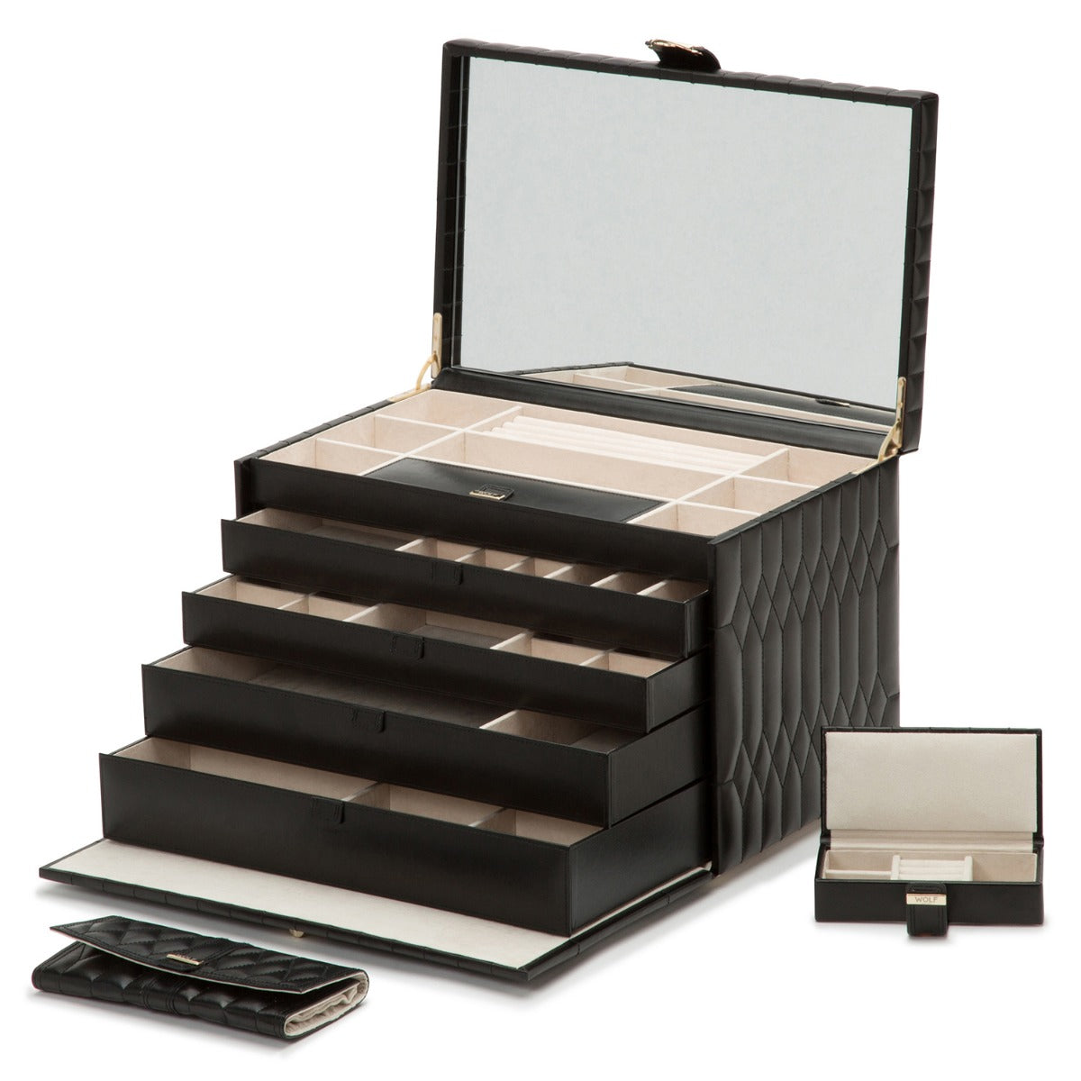 Wolf Caroline Extra Large Jewellery Case Black 329571