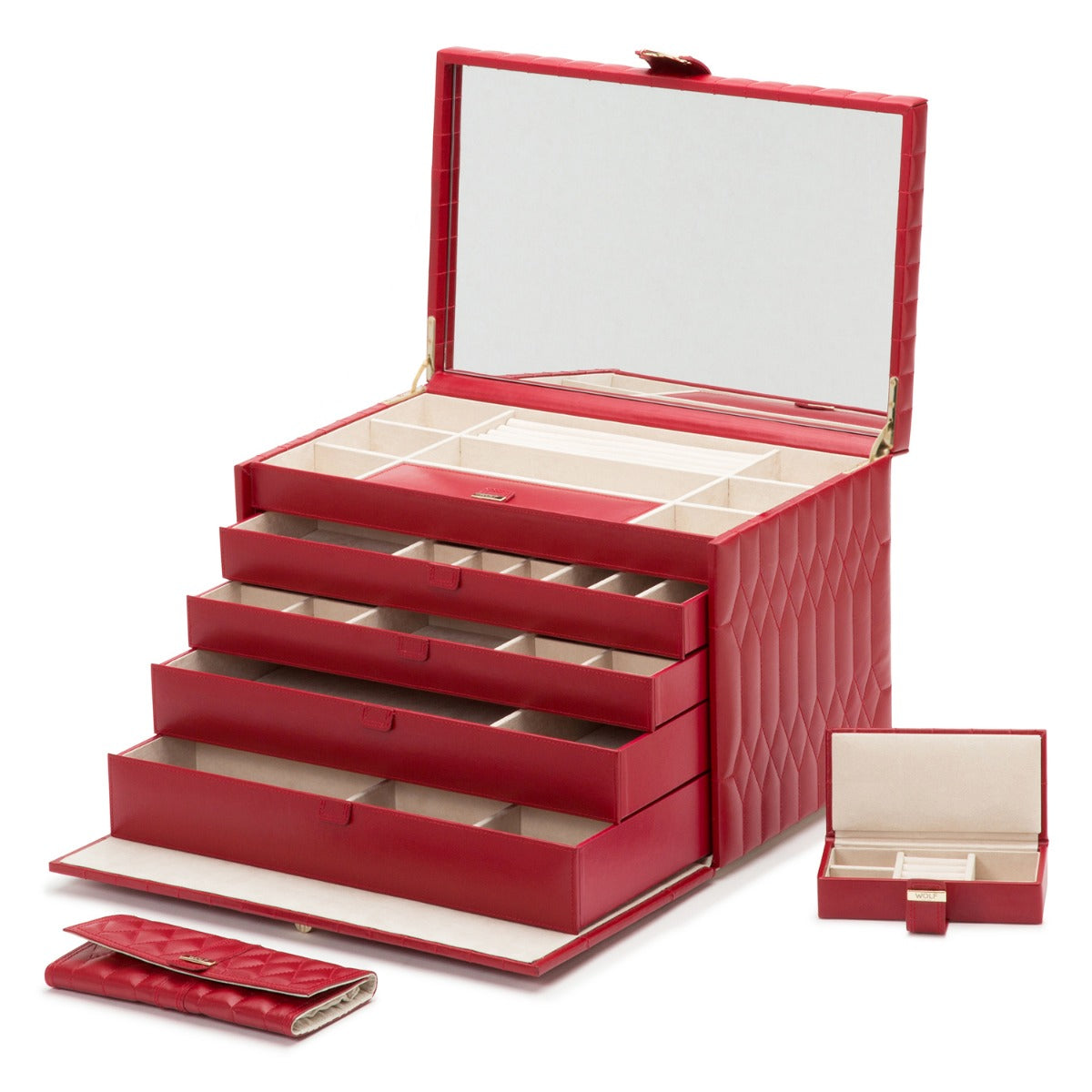 Wolf Caroline Extra Large Jewellery Case Red 329572