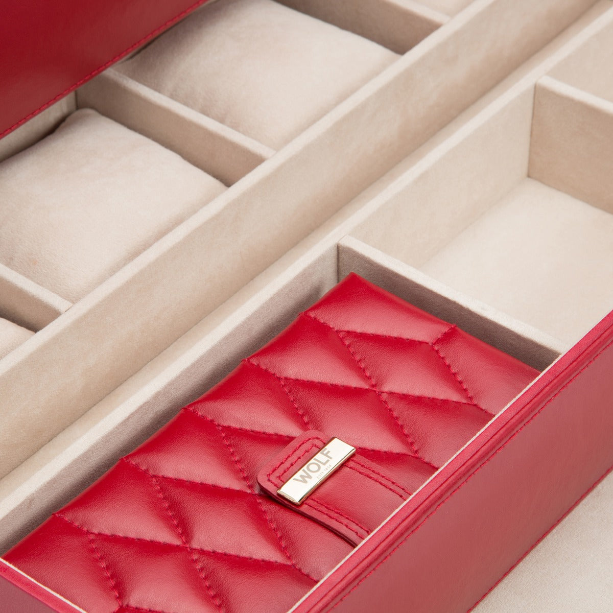 Wolf Caroline Extra Large Jewellery Case Red 329572
