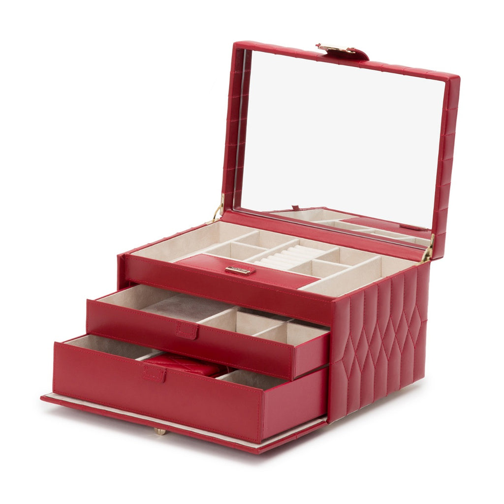 Wolf Caroline Medium Jewellery Case Red 329772