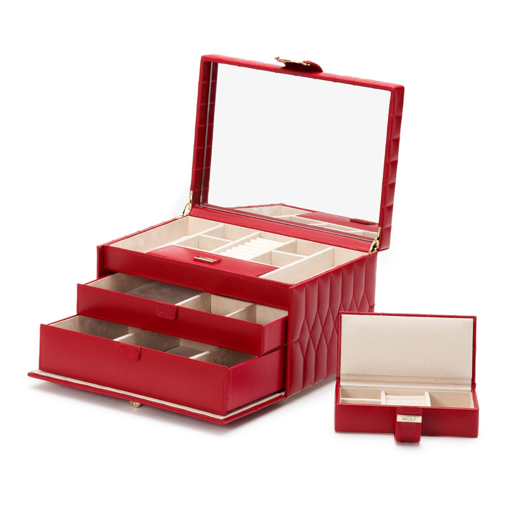 Wolf Caroline Medium Jewellery Case Red 329772