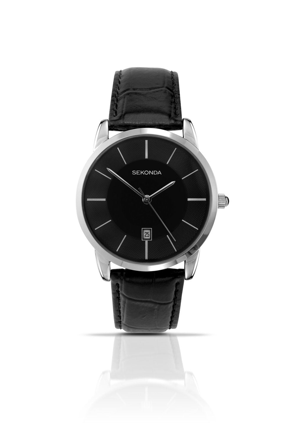 Sekonda Men's Watch with Black Dial and Black Leather Strap 3346