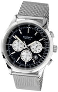 Sekonda Men's Quartz Watch with Black Dial Chronograph Display and Silver Stainless Steel Bracelet 3415.27