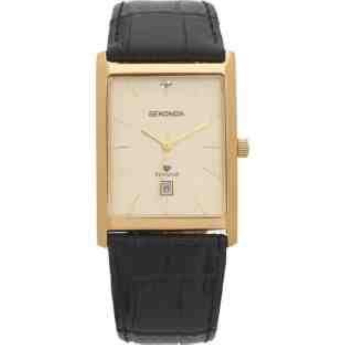 Sekonda Mens Diamond Set Rectangular Dial Leather Strap Watch 3457