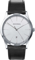 Sekonda Mens Classic Watch with Silver Dial and Black Leather Strap 3531