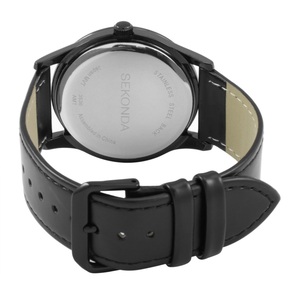 Sekonda Gents Watch with Blue Dial and Black Leather Strap 3536