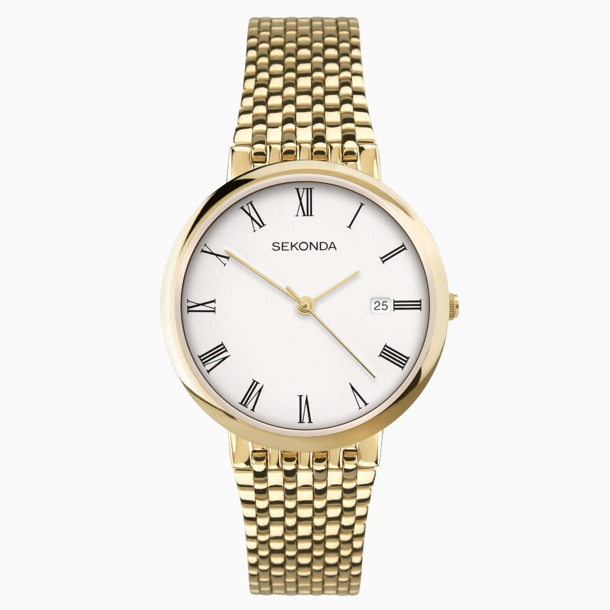 Sekonda Men's Watch with White Dial and Gold Bracelet 3683