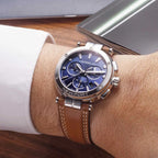 Herbelin Newport Heritage Mens Watch with Blue Dial and Brown Strap 37658AP15GD