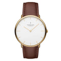 Nordgreen Native Scandinavian Gold Unisex Watch with Brown Leather Strap