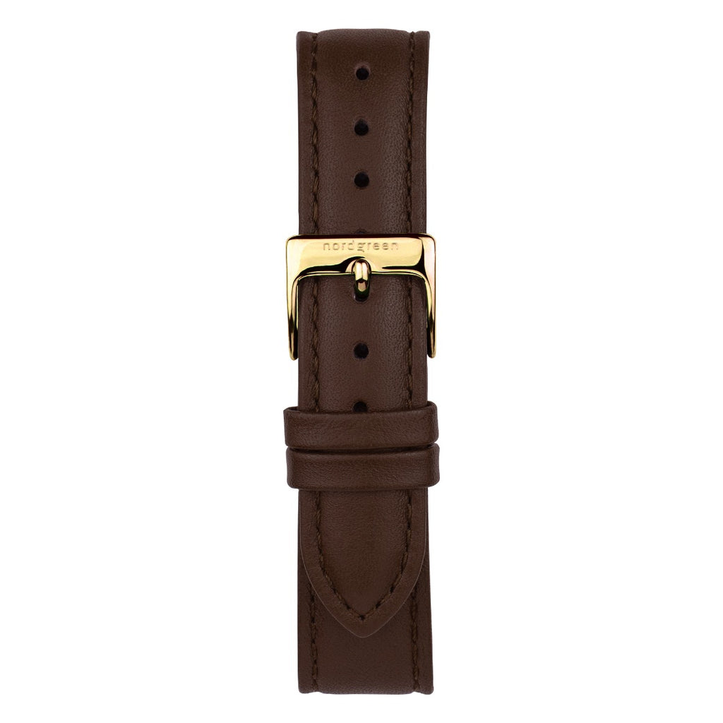 Nordgreen Native Scandinavian Gold Unisex Watch with Brown Leather Strap