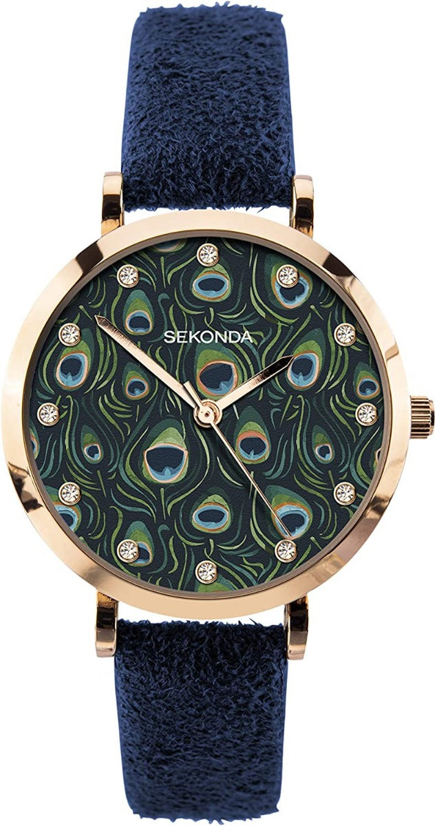 Sekonda Ladies Watch with Peacock Dial and Blue Strap 40022