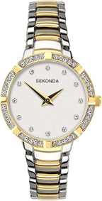 Sekonda Ladies Classic Watch with White Stone Set Dial 40070