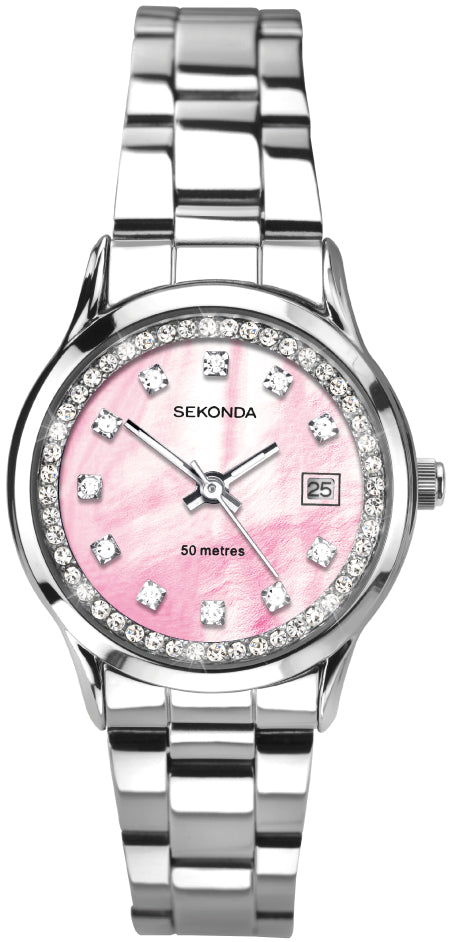Sekonda Ladies Watch with Pink Mother of Pearl Dial and Silver Bracelet 40326