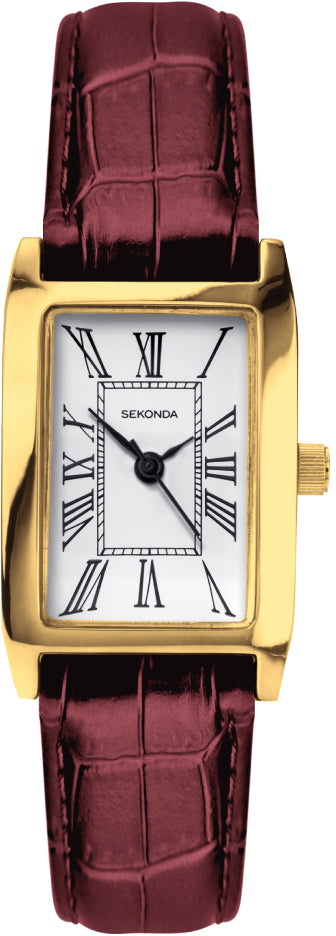 Sekonda Classic Ladies Watch With White Dial And Burgundy Strap 40337