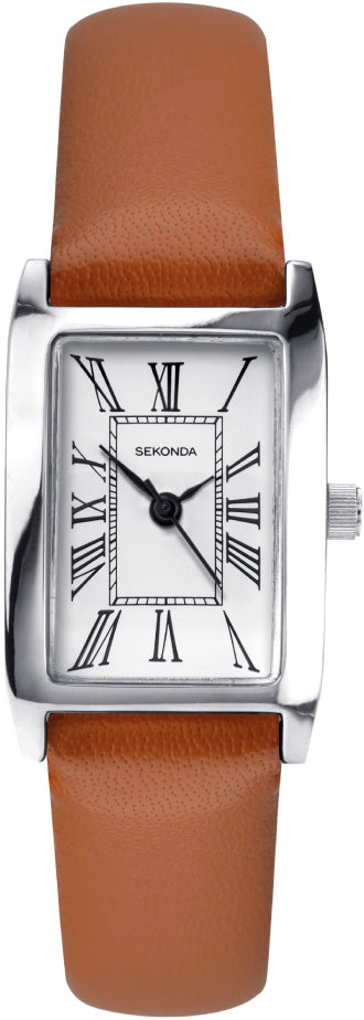 Sekonda Ladies Watch With White Dial And Tan Strap 40339